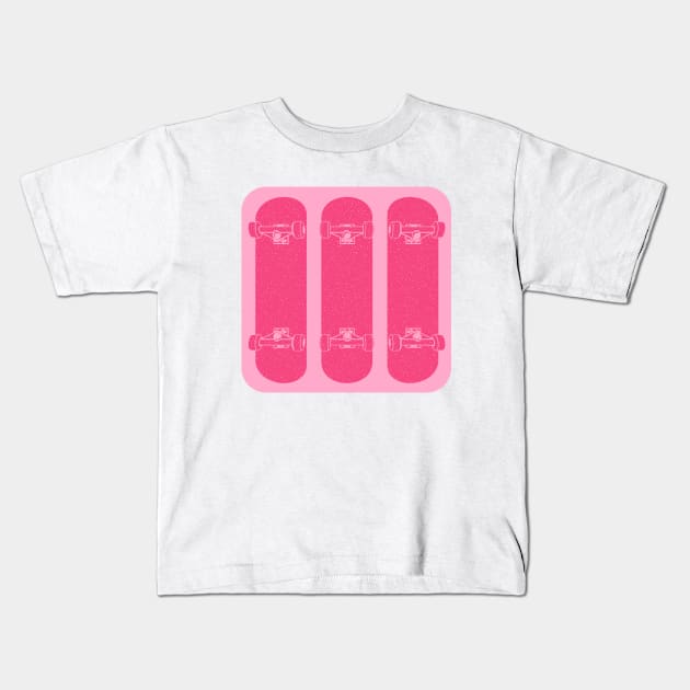 Girls Skate Pink Kids T-Shirt by AKdesign